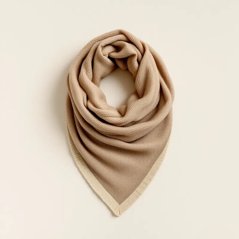 Illustration of a camel knit wool triangle shawl