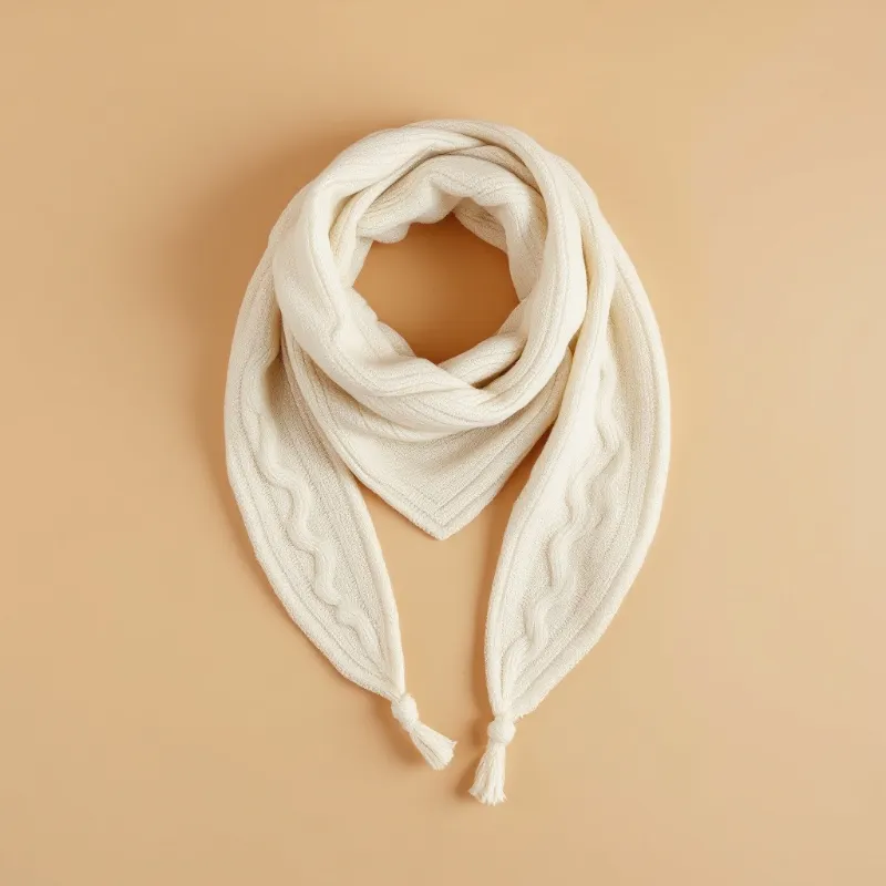 Illustration of a cream knit wool triangle neck wrap