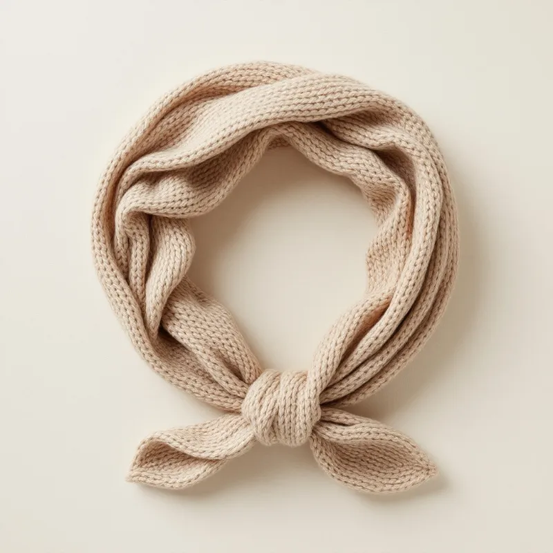Illustration of a beige knit triangle head wrap